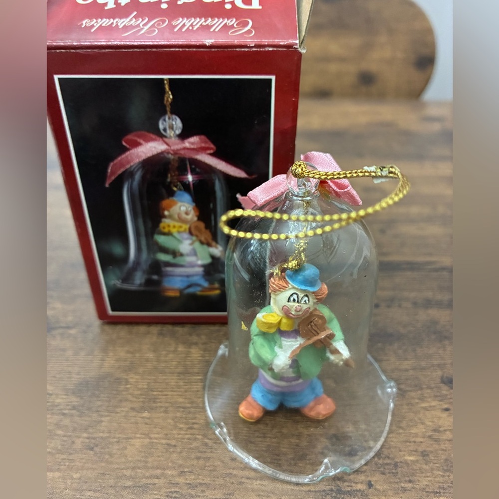 Vintage Clown Glass Ornament Bell